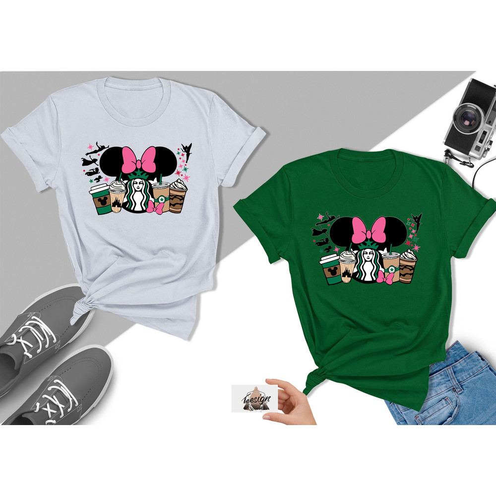 Minnie Starbucks Coffee Shirt, Disney Coffee Latte Tee, Disney Tinker Bell Shirt, Disney Girls Shirt, Mickey Ears Shirt, Disney Matching Tee - 5.jpg