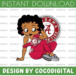 betty boop with alabama crimson tide png file, ncaa png, sublimation ready, png files for sublimation