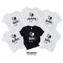 mommy and daddy to bee matching shirts, pregnancy announcement shirts, custom graphic tee's, baby shower shirts, family