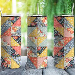 Sewing Shabby Chic Patchwork Tumbler, Sewing Shabby Chic Patchwork Skinny Tumbler