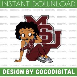 betty boop with mississippi state bulldogs png file, ncaa png, sublimation ready, png files for sublimation,printing