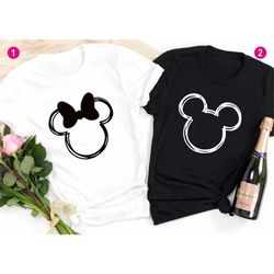 disney shirt for women, mickey outline shirt, disneyworld shirt, disneyland shirt, disney couples shirt, mickey tee, dis
