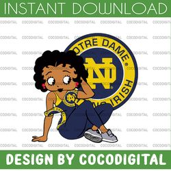 betty boop with notre dame irish png file, ncaa png, sublimation ready, png files for sublimation,printing dtg printing