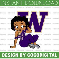 betty boop with washington huskies png file, ncaa png, sublimation ready, png files for sublimation, sublimation design