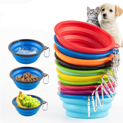 1000ml Dog Collapsible Bowl Folding Silicone Pet Travel Bowls Food Water Feeding Foldable Cup With Carabiner for Dog Cat