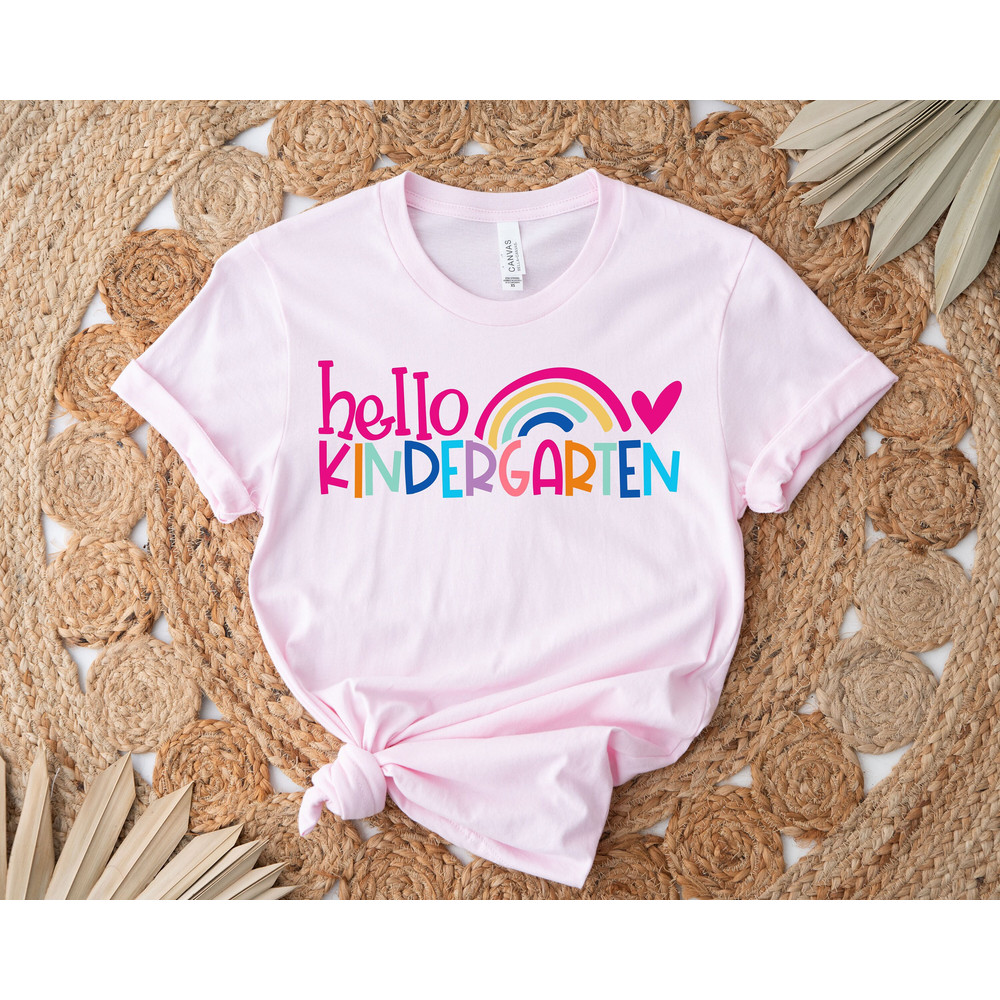 Hello Kindergarten Shirt, Kindergarten Rainbow Shirt, Kindergarten Teacher Shirt, Cute Teacher Shirt, Teacher Gift, Kindergarten Teacher - 1.jpg