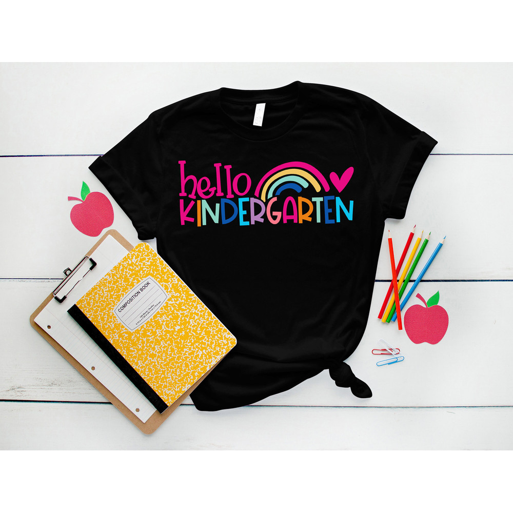Hello Kindergarten Shirt, Kindergarten Rainbow Shirt, Kindergarten Teacher Shirt, Cute Teacher Shirt, Teacher Gift, Kindergarten Teacher - 2.jpg