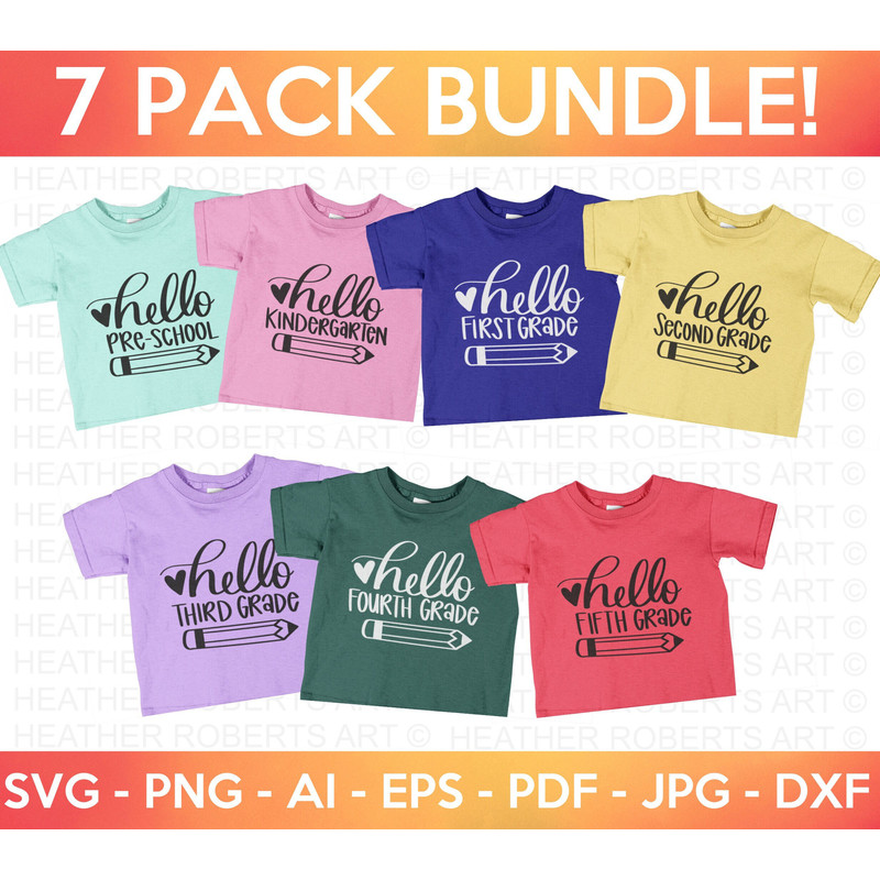 Hello School SVG Bundle, Back to School SVG, Teacher svg, School, School Shirt for Kids svg, Kids Shirt svg, hand-lettered, Cut File Cricut - 2.jpg