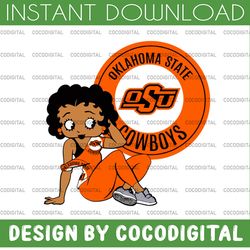 betty boop with oklahoma state png file, ncaa png, sublimation ready, sublimation design download