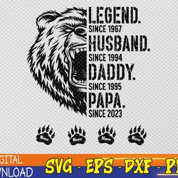 legend husband daddy grandpa bear svg, father's day png, svg, eps, png, dxf, digital download