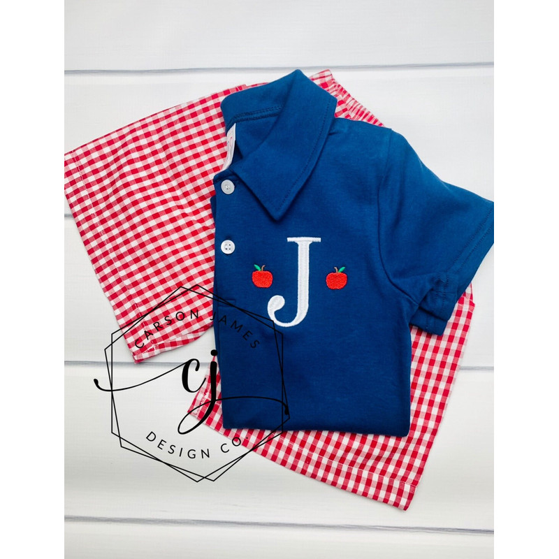 Monogram Back to School Shirt for Boys Apple Shirt for Baby Toddler Kids Apple Picking First Day is School Kindergarten Preschool Outfit - 1.jpg
