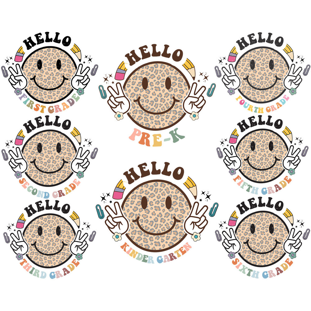 Back To School Svg Png Bundle Retro Smileys Kindergarten 1st Day Of School Retro Vintage Peace Hand TeacherLife Sublimation Digital Download - 1.jpg