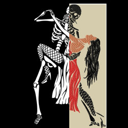 skeleton dancing with women embroidery design machin hallowin