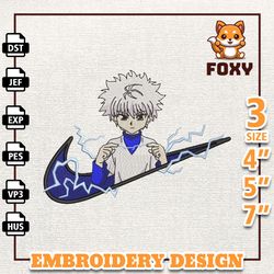 nike killua anime embroidery design, nike anime embroidery design, best anime embroidery design, instant download