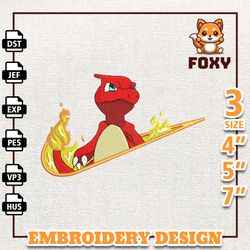 nike charizard anime embroidery design, nike anime embroidery design, best anime embroidery design, instant download