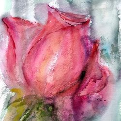 original watercolor painting by irina shilina canvas. "the rose"