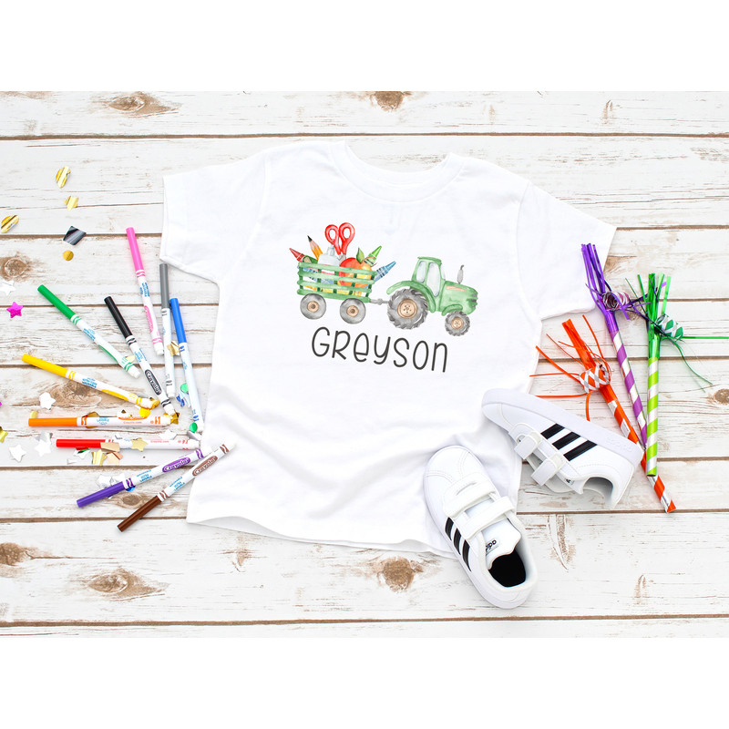 Boys Back to School Truck shirt, Personalized Back to School Shirt for Boys, Boys Prek Shirt, Kindergarten First Day of School - 1.jpg