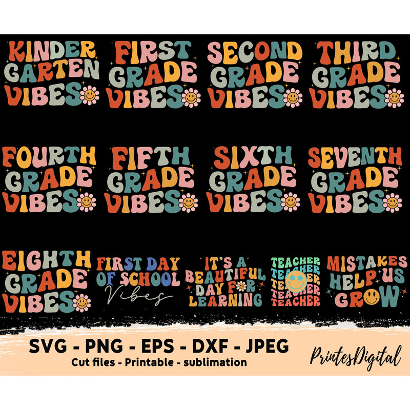 Groovy First day of school vibes svg png, Back to school Png Svg, Groovy Teacher, Pre-k grade, Groovy first grade, Groovy kindergarten vibes - 2.jpg