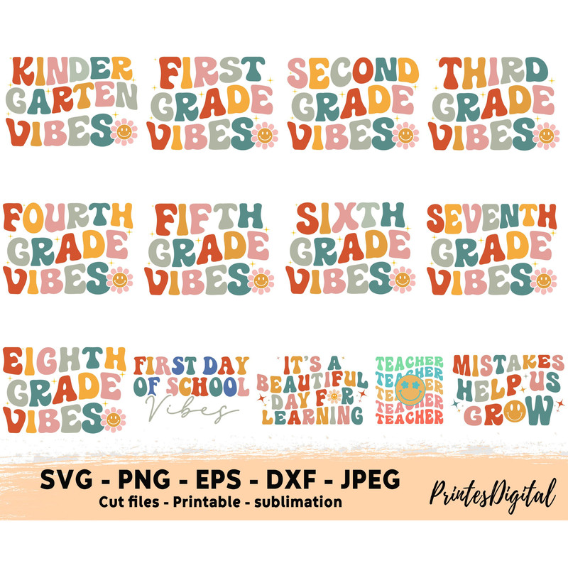 Groovy First day of school vibes svg png, Back to school Png Svg, Groovy Teacher, Pre-k grade, Groovy first grade, Groovy kindergarten vibes - 3.jpg