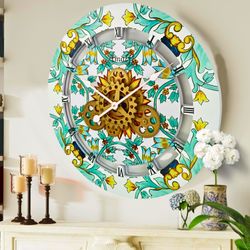 Wall clock 24 inches with Real Moving Gears AMALFI