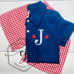 monogram back to school shirt for boys apple shirt for baby toddler kids apple picking first day is school kindergarten