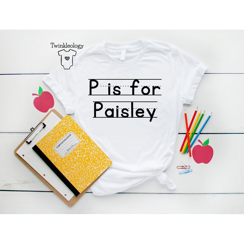 Personalized Back To School Gift Shirt, P is for Paisley, Alphabet Shirt, First Day of School Shirt, Custom School Shirt For Boys And Girls - 1.jpg