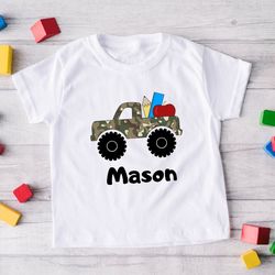 personalized back to school truck shirt, first day of school boys t shirt, boys back to school shirt, kindergarten 1st d