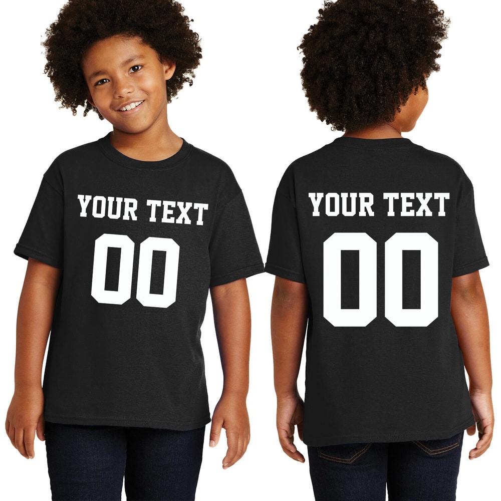 Personalized Youth Short Sleeves T-Shirt, Front Back Custom Name Number Sport Style T-shirt For Youth, Pull On closure, Graphic Tees - 1.jpg