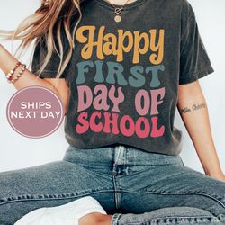 retro teacher comfort colors shirt, first day of school shirt, teaching squad shirt, back to school shirt, teacher appre