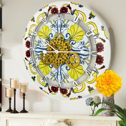Wall clock 24 inches with Real Moving Gears POSITANO