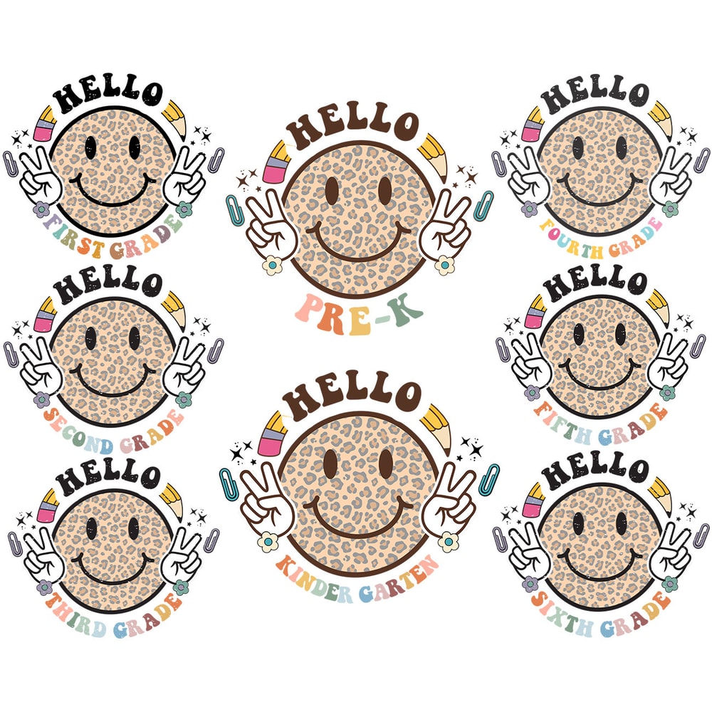 Back To School Svg Png Bundle Retro Smileys Kindergarten 1st Day Of School Retro Vintage Peace Hand TeacherLife Sublimation Digital Download - 1.jpg