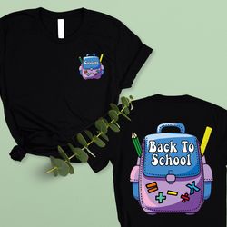 custom back to school name shirt, custom back pack name back to school tee, first day of school outfit,personalized back