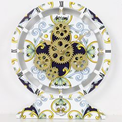desk clock 10 inches with real moving gears convertible into wall clock (hybrid) - atrani