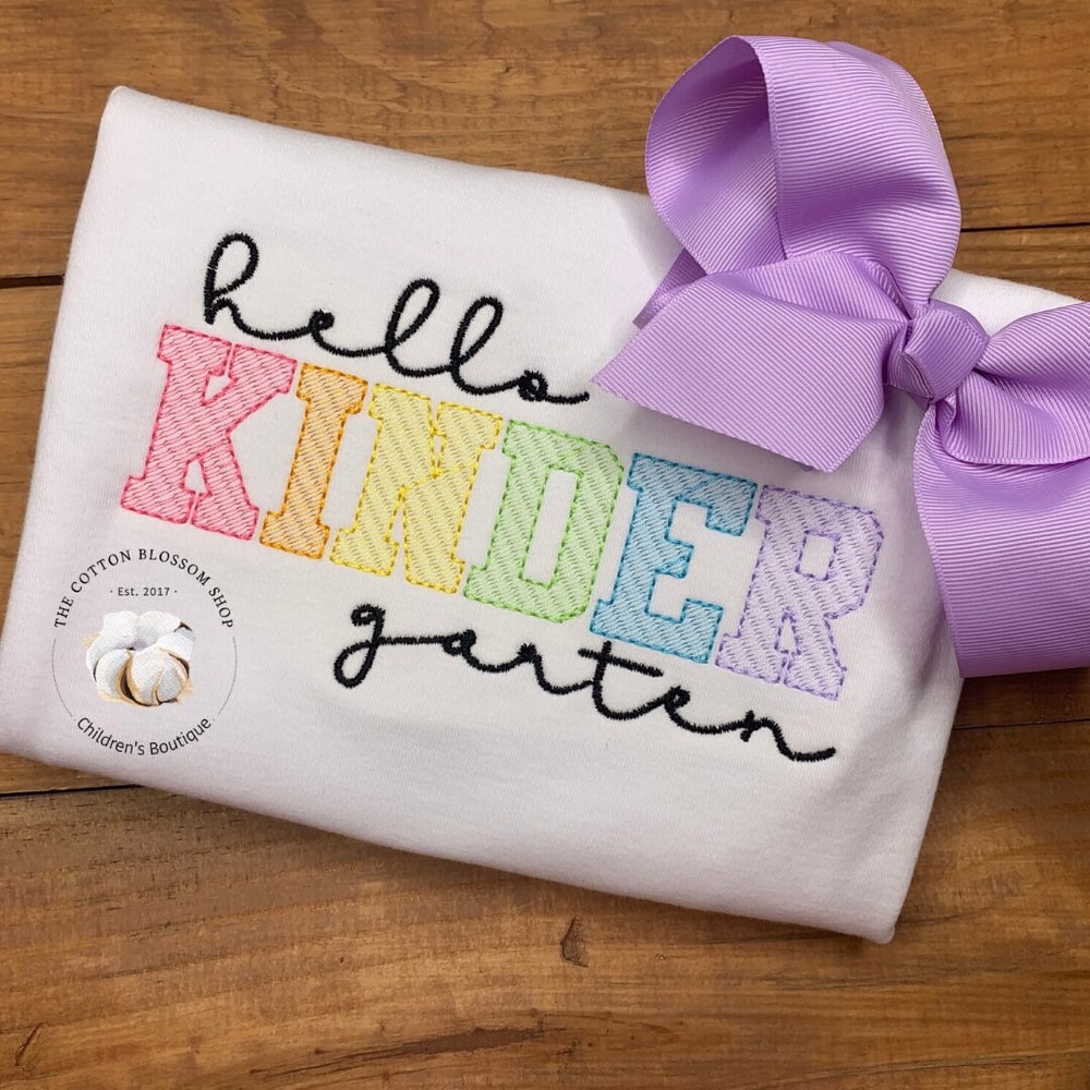 Hello Kindergarten shirt, kindergarten shirt, first day of school shirt, back to school shirt, girls shirt - 1.jpg