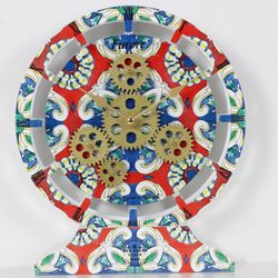 desk clock 10 inches with real moving gears convertible into wall clock (hybrid) - furore