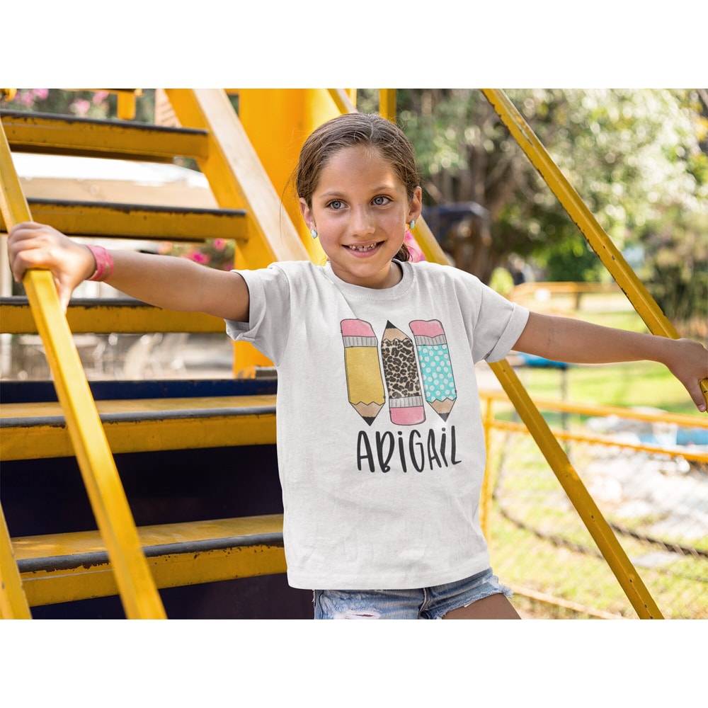 Personalized Back to School Kids Shirt - Cute Back to School Name Toddler Shirt - Personalized Custom Name Toddler Shirt - Pencil Girl Shirt - 3.jpg