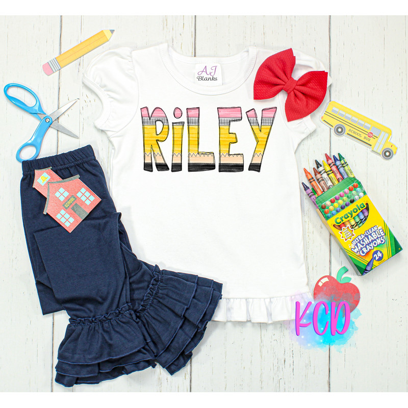 Personalized Back to School Kids Shirt Cute Back to School Name Toddler Shirt Personalized Custom Name Toddler Tee Girl Pencil Shirt - 1.jpg