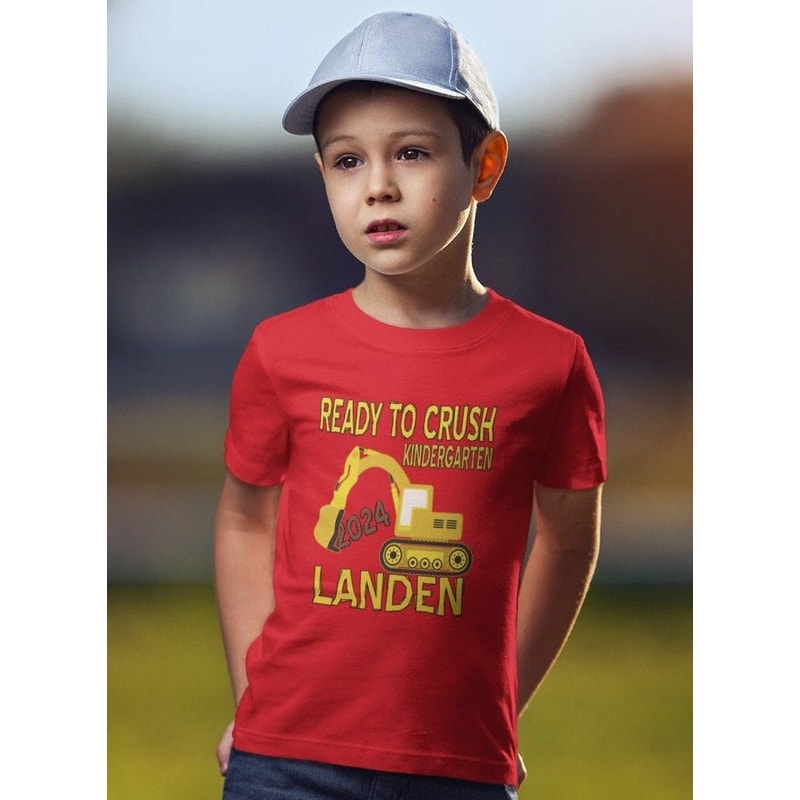 Personalized Construction Kindergarten shirt - 1st day of school t-shirt -Excavator Ready to crush Kindergarten shirt back to school - 1.jpg