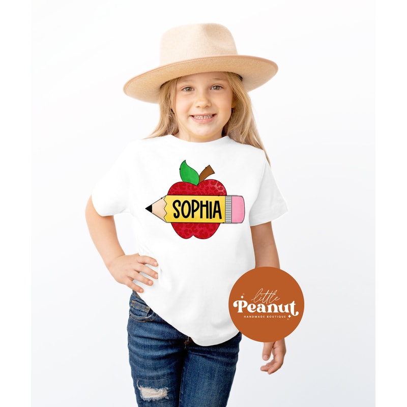 Personalized Girls School Shirt - Apple Pencil Toddler School Shirt - Back To School Shirt - Custom School Shirt- Cute School Shirt - 2.jpg
