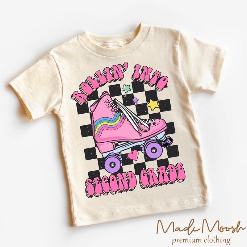 Rollin Into Second Grade Kids Shirt - 2nd Grade Skating Toddler Tee - Roller Skate School Kids Shirt - 1.jpg