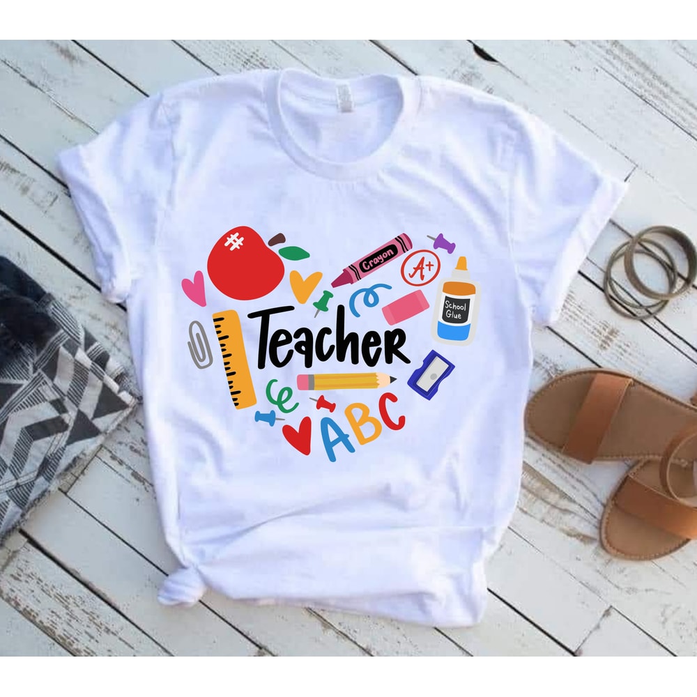 Teacher Heart SVG, Teacher Sublimation, Teacher Svg, Back to School, Teacher Gift, Teacher Shirt svg, School Supplies svg, Cricut Cut File - 4.jpg