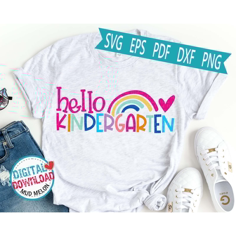 Teacher Svg Hello Kindergarten Design Back To School Svg Eps Dxf Pdf Png Cut File First Day Of School Svg Design and PNG Clipart - MMKR - 1.jpg