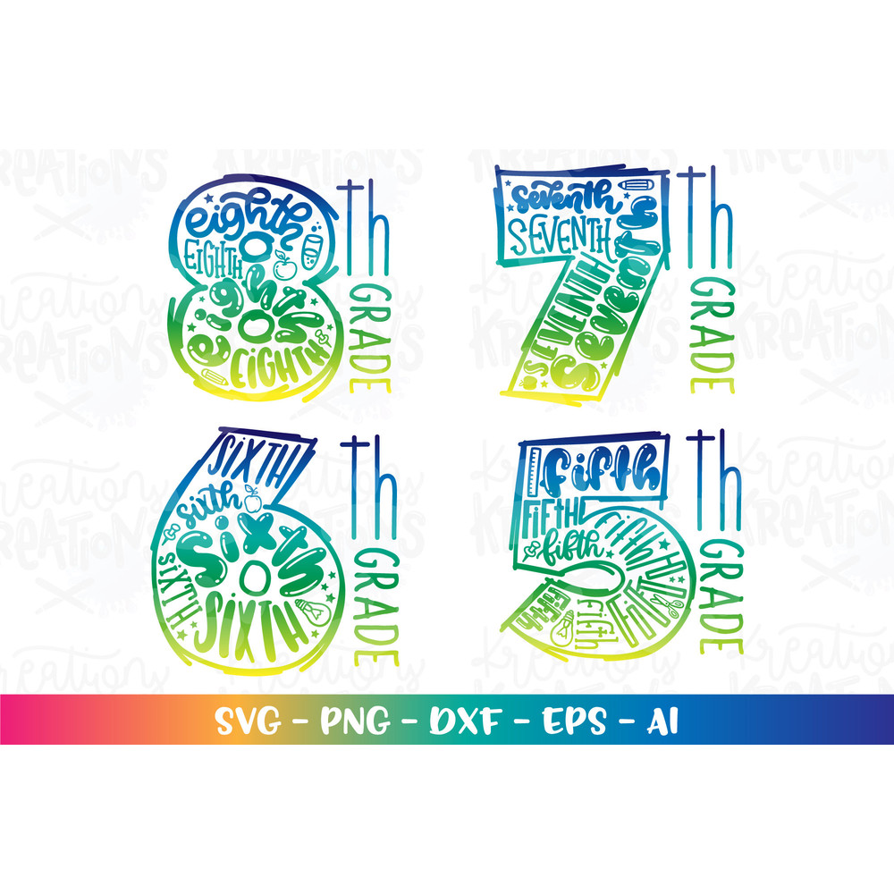 Back to school bundle pack svg Kindergarten Pre-K 1st to 12th grade color kids girl boy iron on cut file download color sublimation - 3.jpg