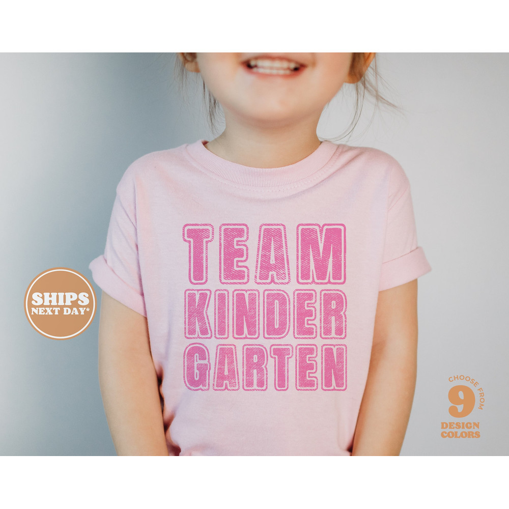 Back to School Shirt - Team Kindergarten Kids Shirt - First Day of School Retro Natural Infant, Toddler, Youth & Adult Tee #5648-C - 4.jpg
