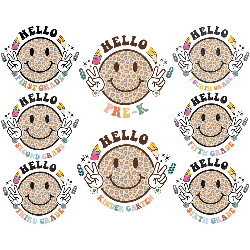 Back To School Svg Png Bundle Retro Smileys Kindergarten 1st Day Of School Retro Vintage Peace Hand TeacherLife Sublimation Digital Download - 1.jpg