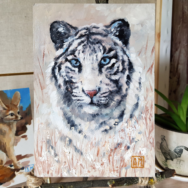 01 Oil painting white tiger 5.9 - 8.2 in (15 - 21cm)..jpg