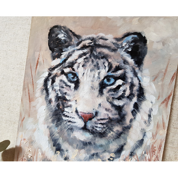 1 Oil painting white tiger 5.9 - 8.2 in (15 - 21cm)..jpg