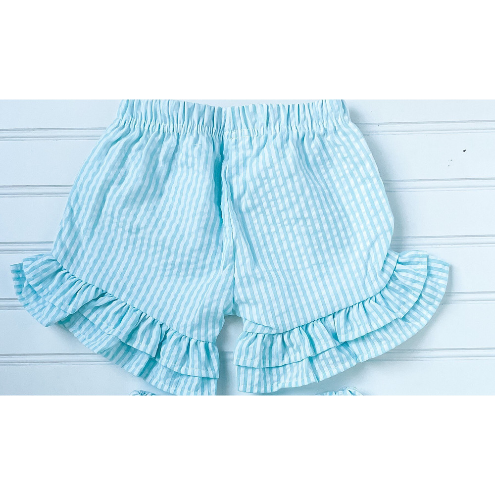 Embroidered Back to School Set, Applique Pencil Shirt, Personalized First Day of School Outfit, Pink Seersucker Ruffle Set - 6.jpg