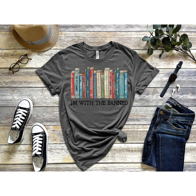 I'm With The Banned, Banned Books Shirt, Banned Books Sweatshirt, Unisex Super Soft Premium Graphic T-Shirt,Reading Shirt Librarian Shirt - 3.jpg