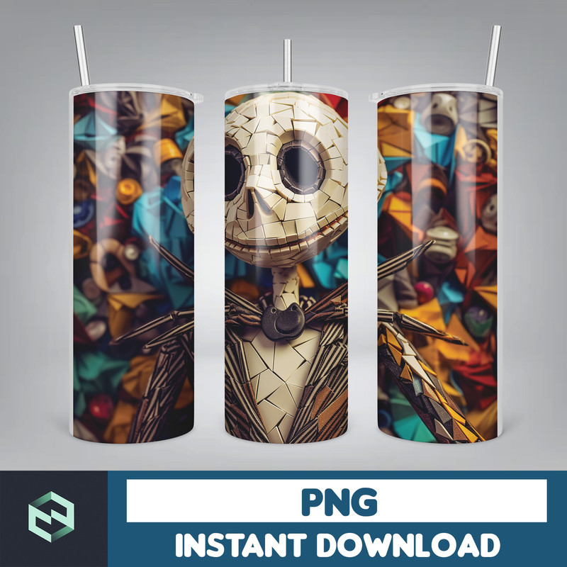 Jack skelington - 3D Halloween Movie Tumbler Sublimation Design, Horror Skeleton Character 20 oz Tumbler Design Template PNG, Instant Download (5).jpg